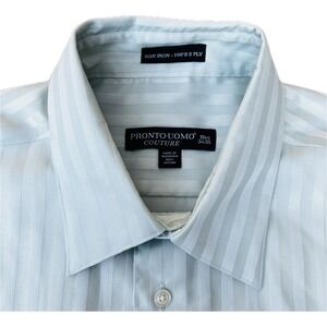Pronto Uomo Couture 16 1/2 34-35 Non-Iron 100%Cotton Dress Shirt Pale Mint Green